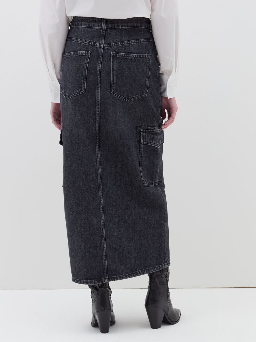 Gonna lunga cargo in denim_2