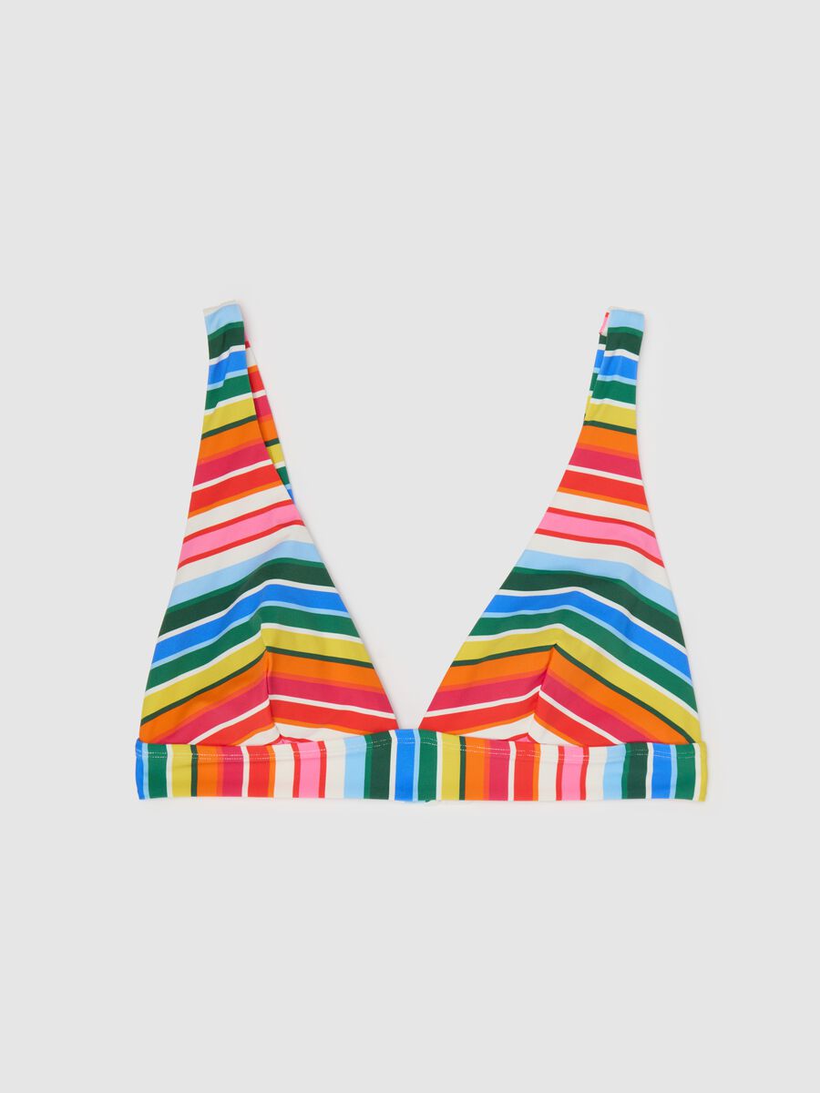 Women’s bikini top in multicoloured stretch fabric with no padding_4