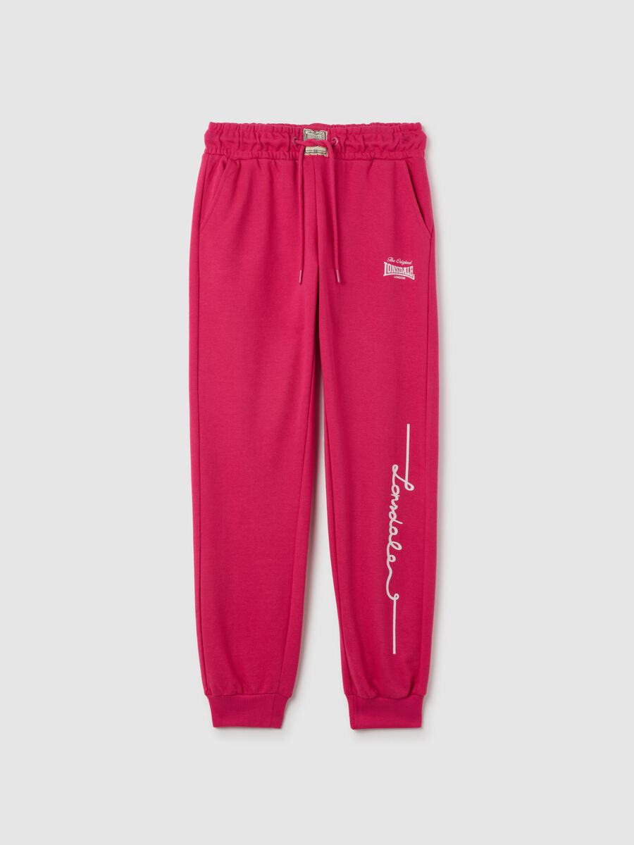 Women's pink cotton blend regular fit trousers Lonsdale_4