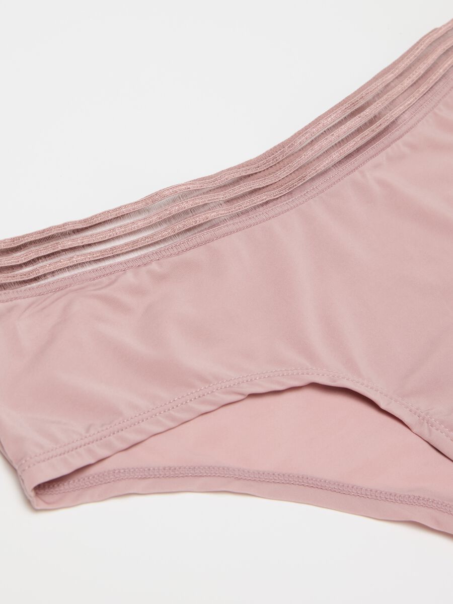 Microfibre French knickers with striped elastic_1