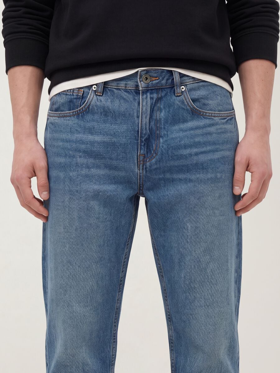 Light blue pure cotton straight-fit denim jeans_3