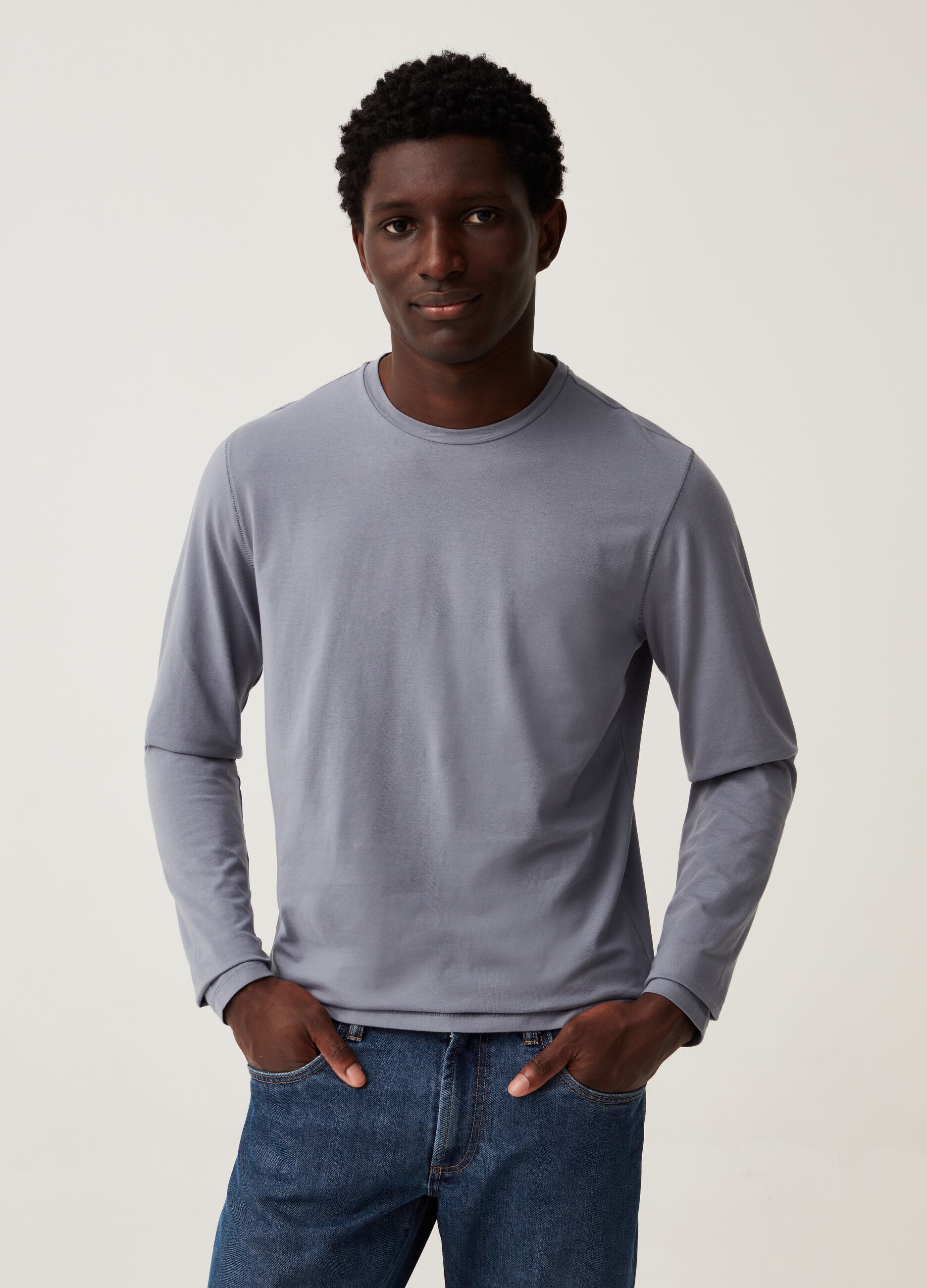 Long-sleeved T-shirt in stretch jersey