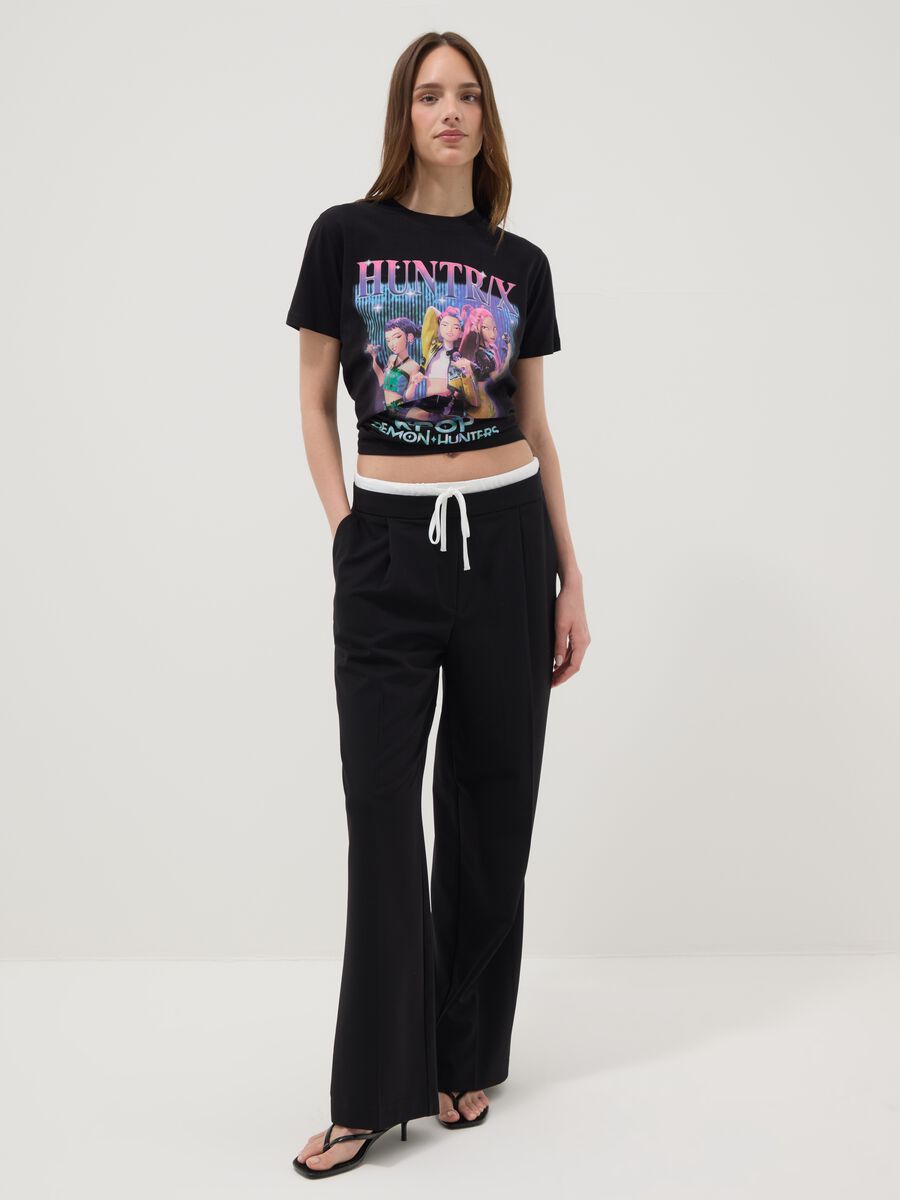 T-shirt nera in puro cotone con stampa K-Pop Demon Hunter regular fit_2