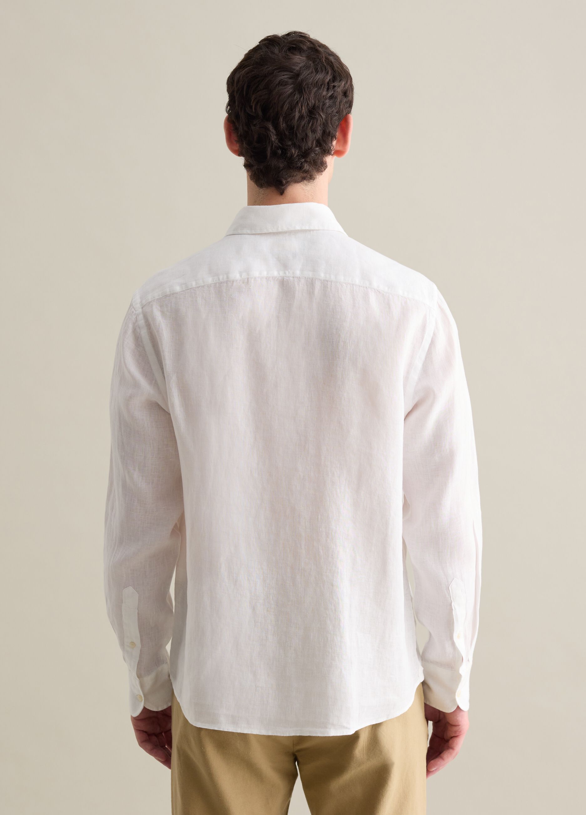 White Pure Linen Shirt Piombo