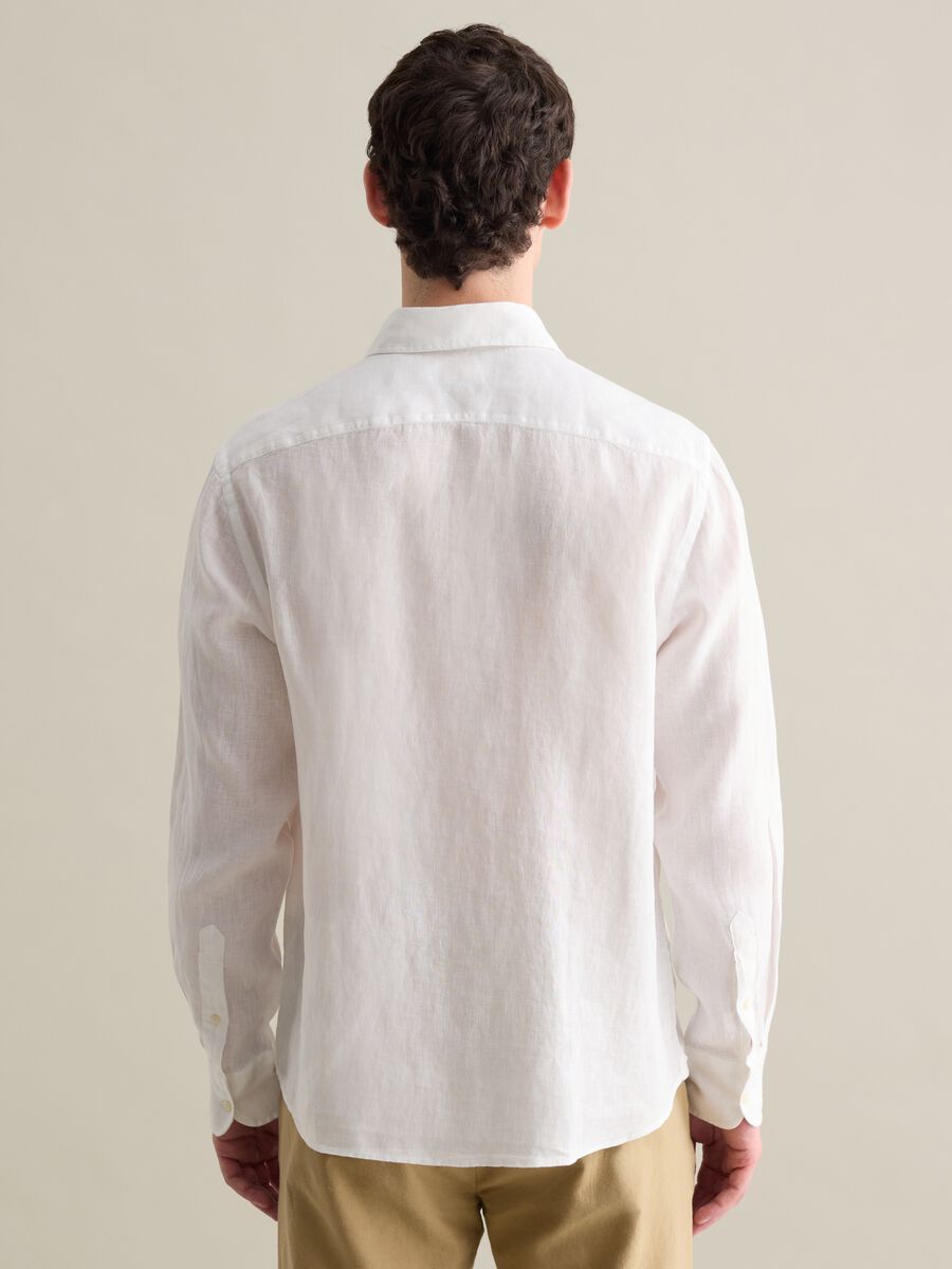White Pure Linen Shirt Piombo_3