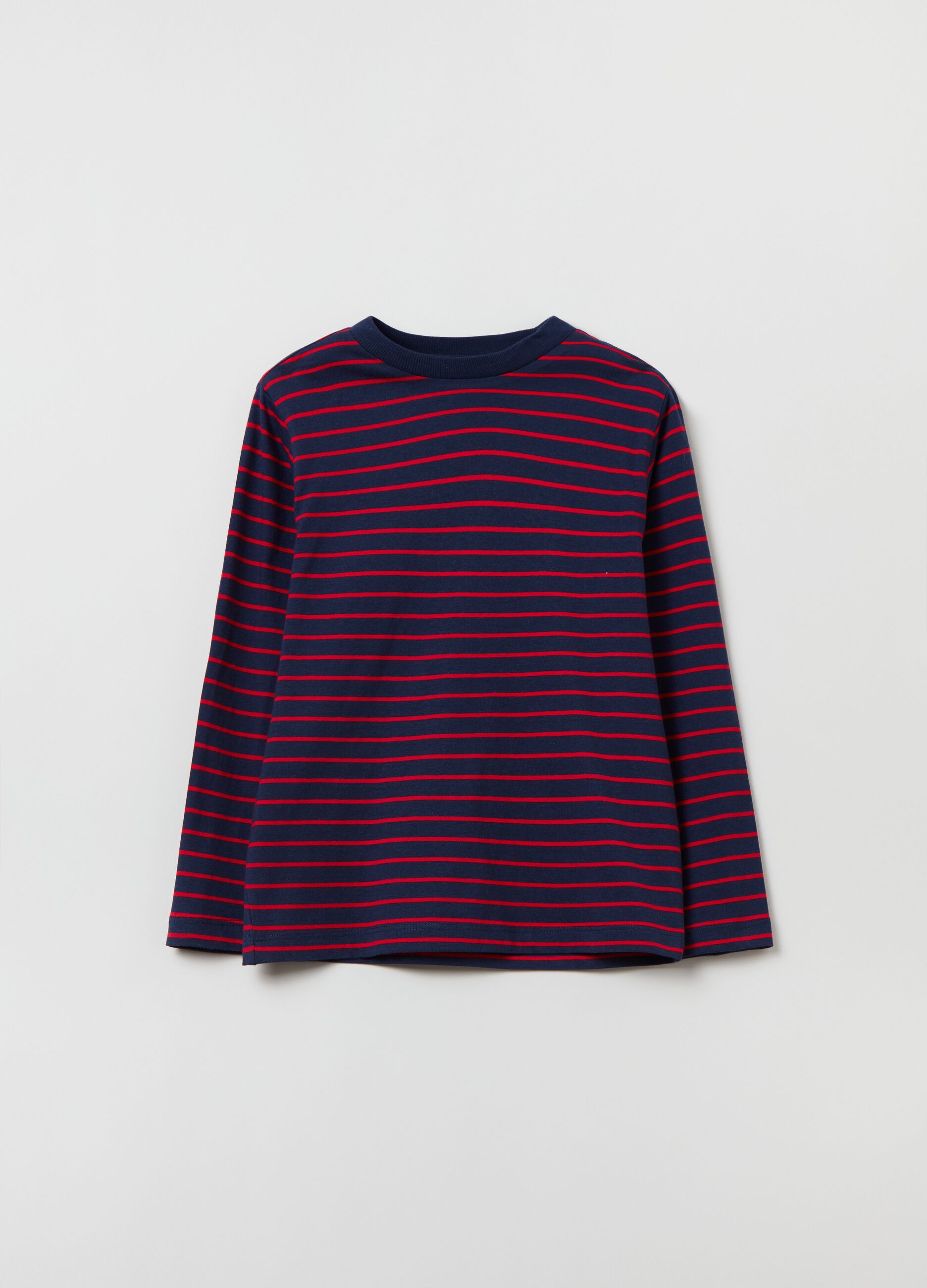 T shirt maniche lunghe fantasia a righe Blu rosso OVS KIDS da