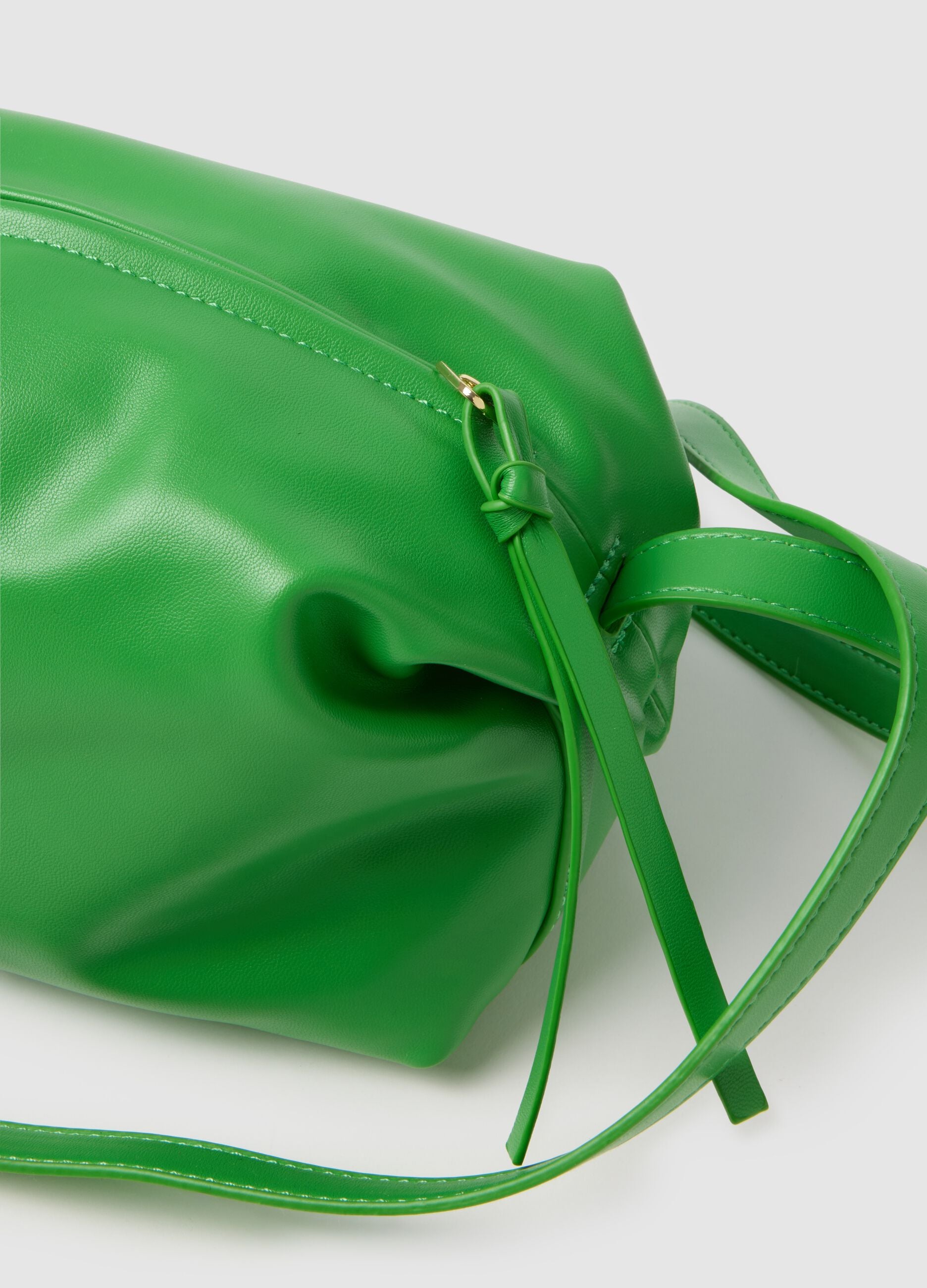 Green Shoulder Bag with Zip Closure