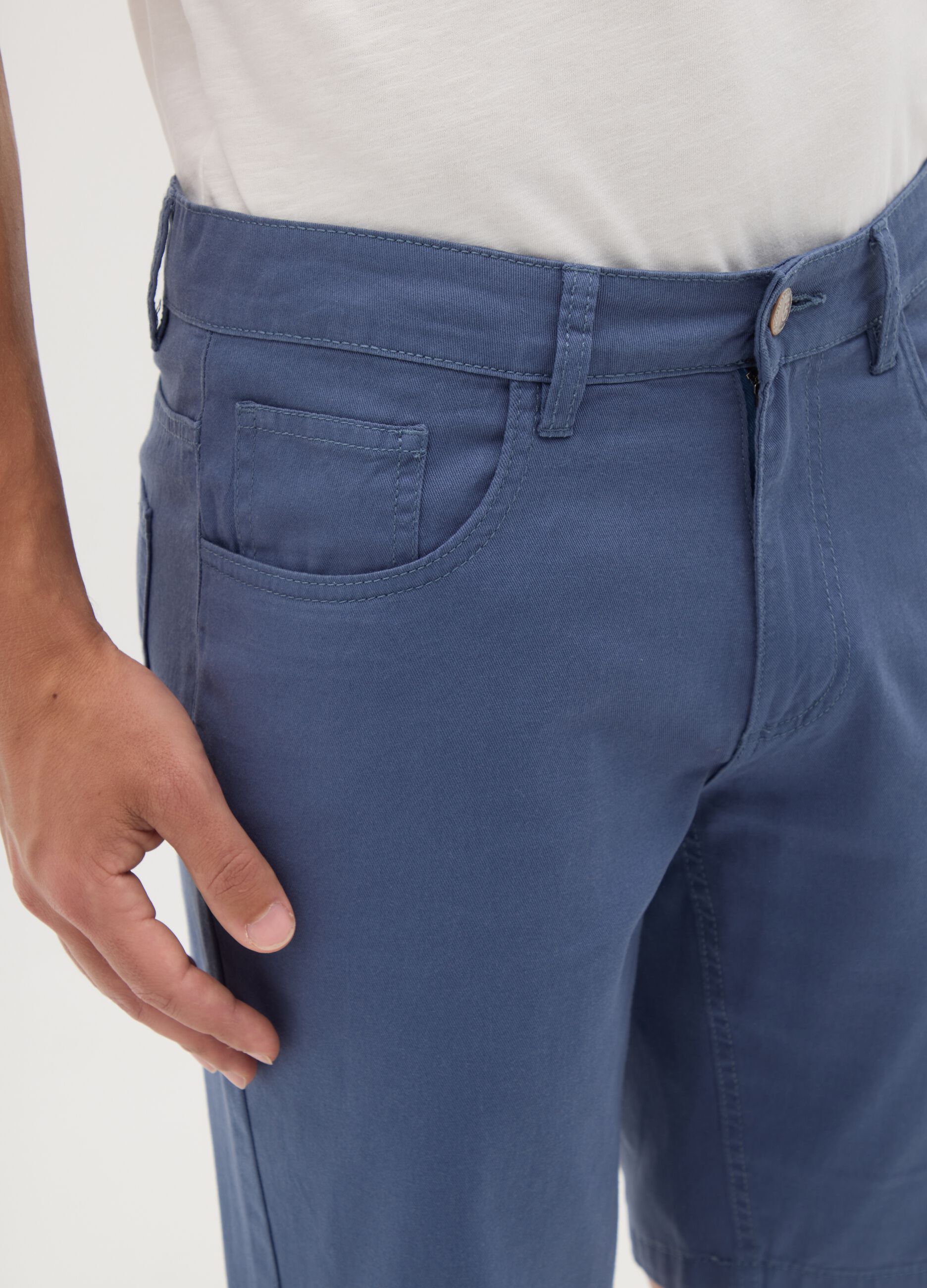 Men's pure cotton blue regular fit shorts