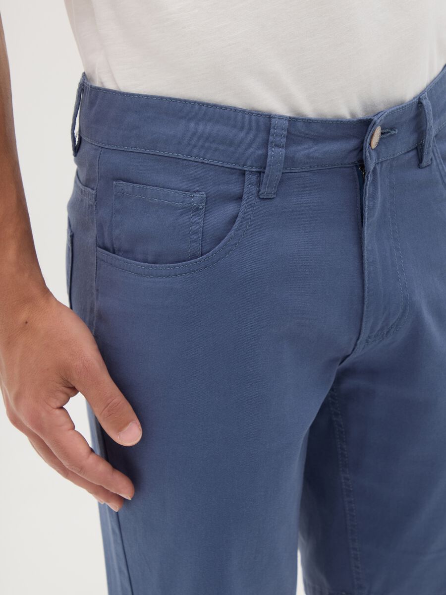 Men's pure cotton blue regular fit shorts_2