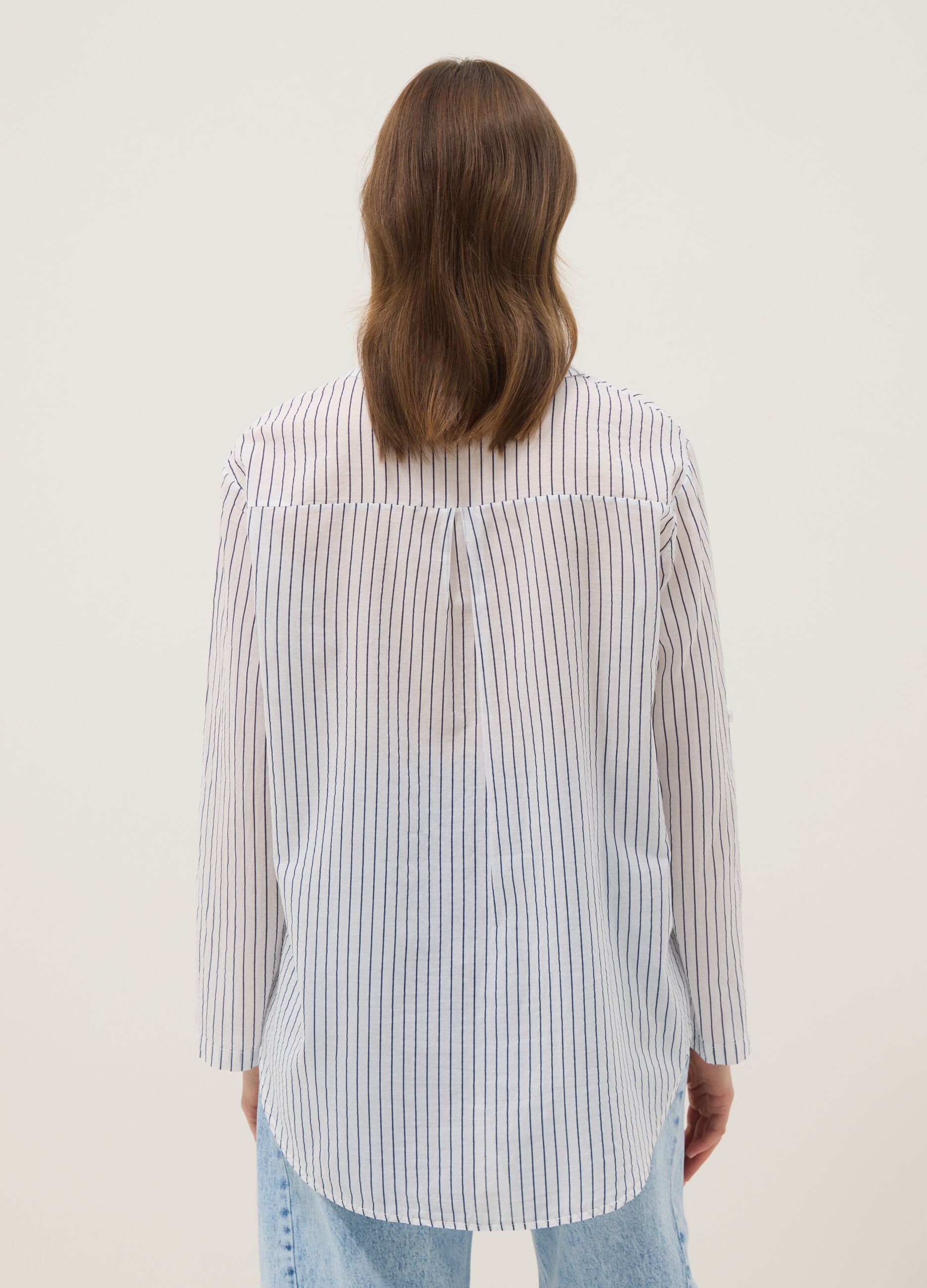 White striped pure cotton regular-fit shirt