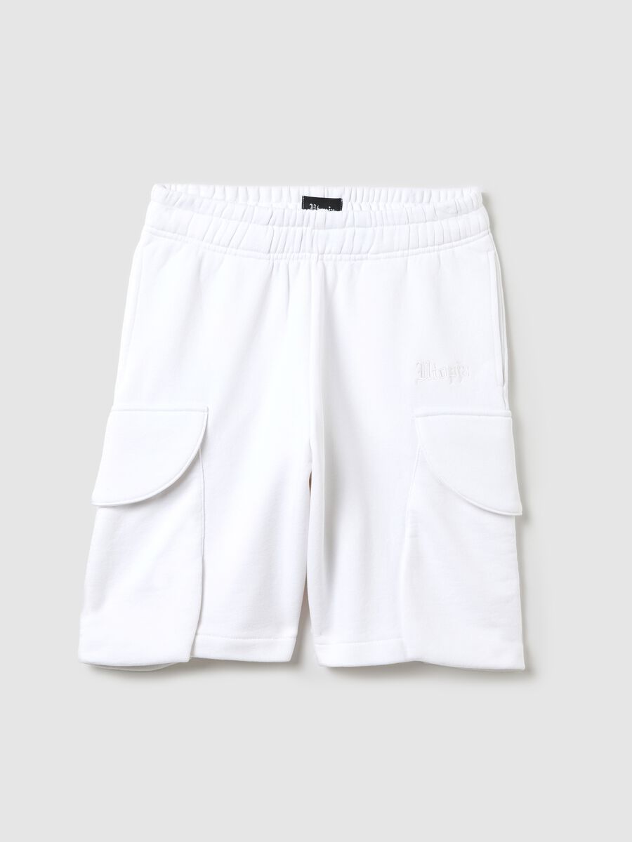 White Cargo Sweat Shorts_4