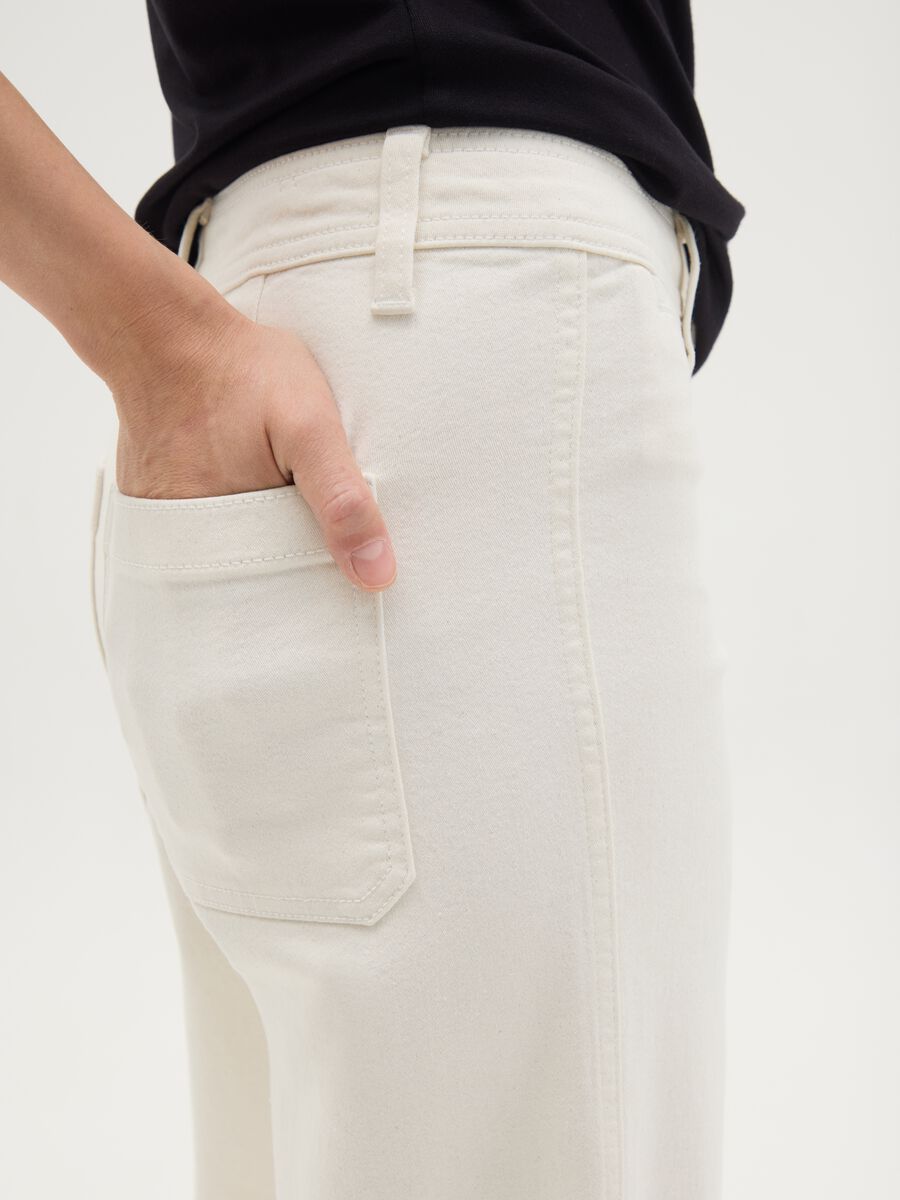 Wide beige denim women's trousers_2