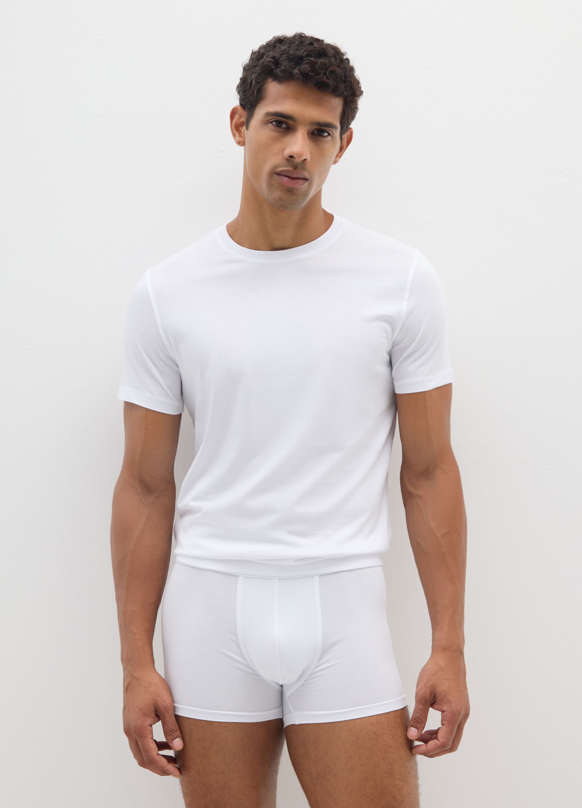 Twin pack boxers in stretch cotton white