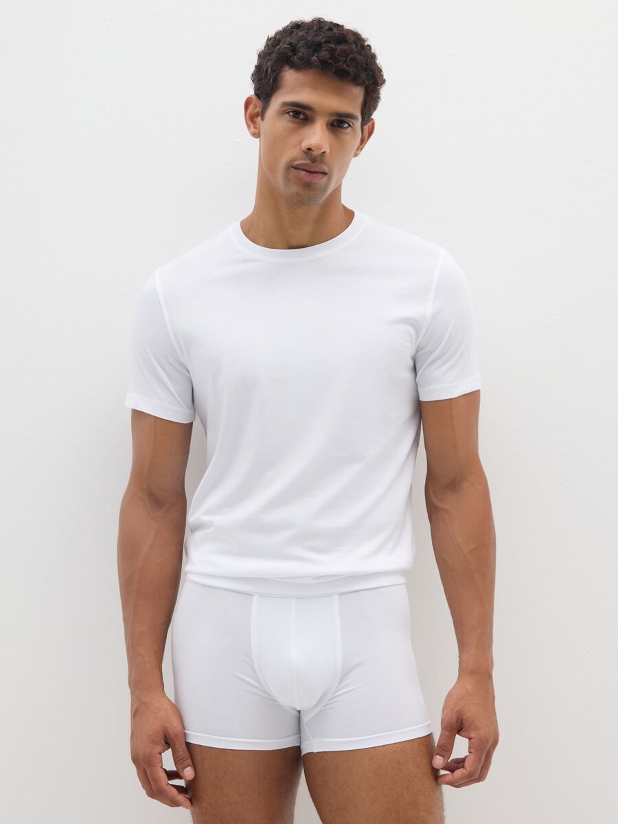 Twin pack boxers in stretch cotton white_0
