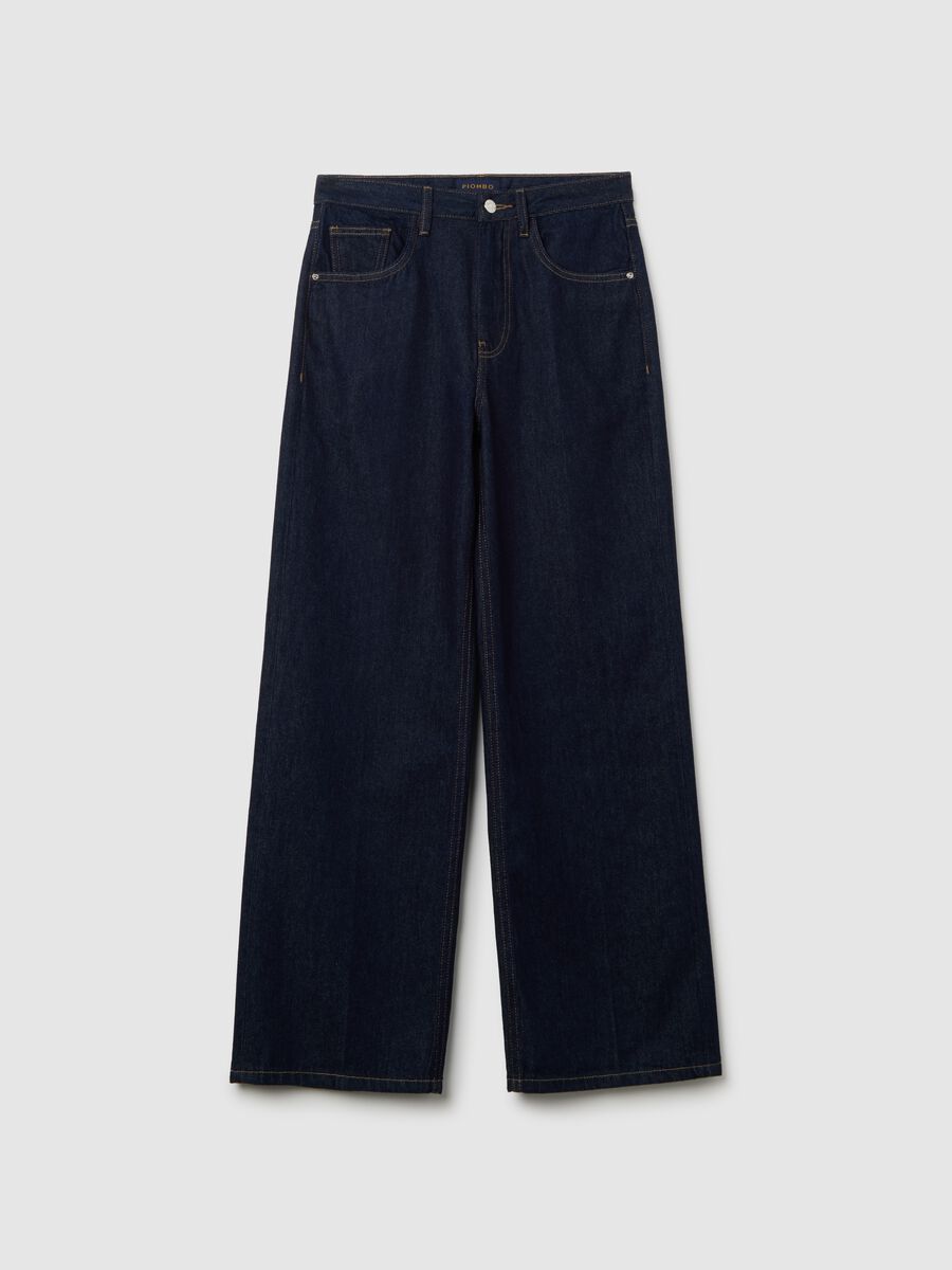 Regular fit blue denim pure cotton trousers_4