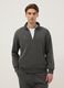 Grey regular fit cotton-blend sweatshirt with half zip_0