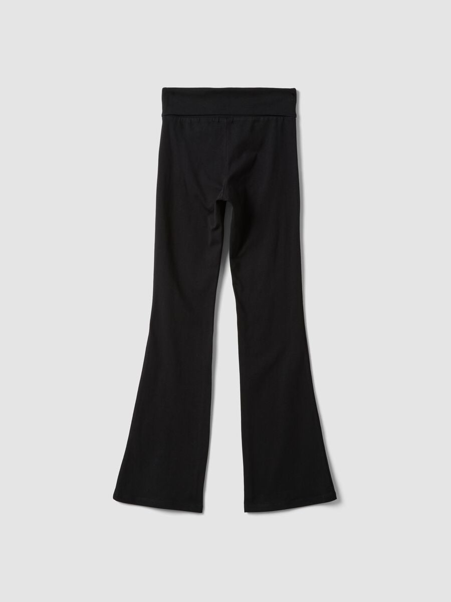 Girls&rsquo; black flared leggings in stretchy organic cotton_2