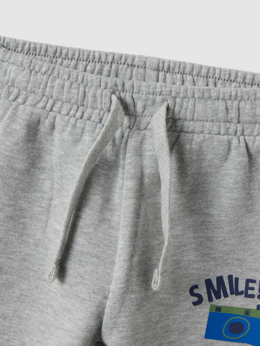Completo jogging grigio melange in misto cotone e viscosa girocollo_3