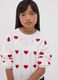 White cotton-blend jumper with openwork pattern and hearts for girls_2