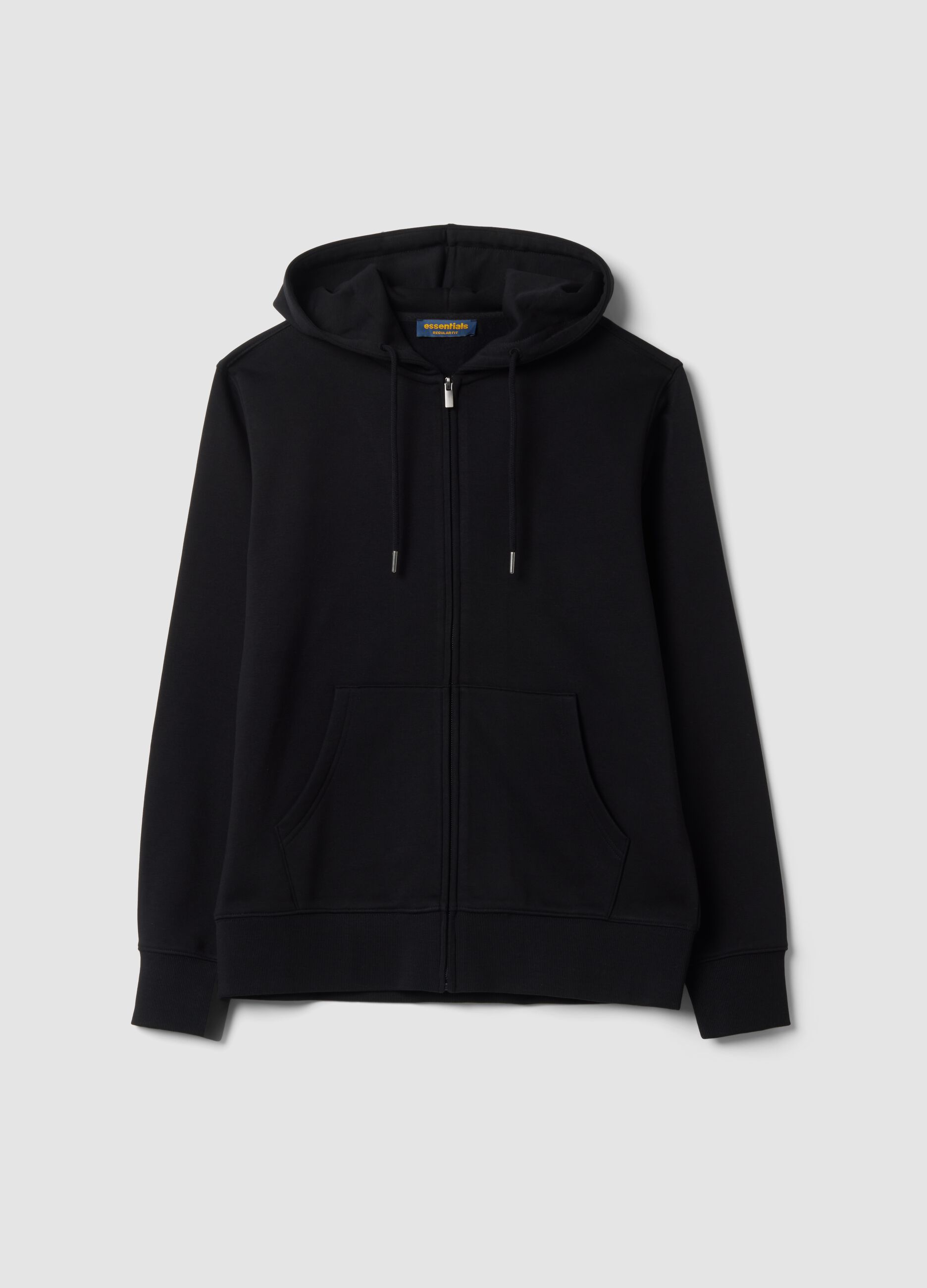 Blue cotton-blend hoodie with crew neck