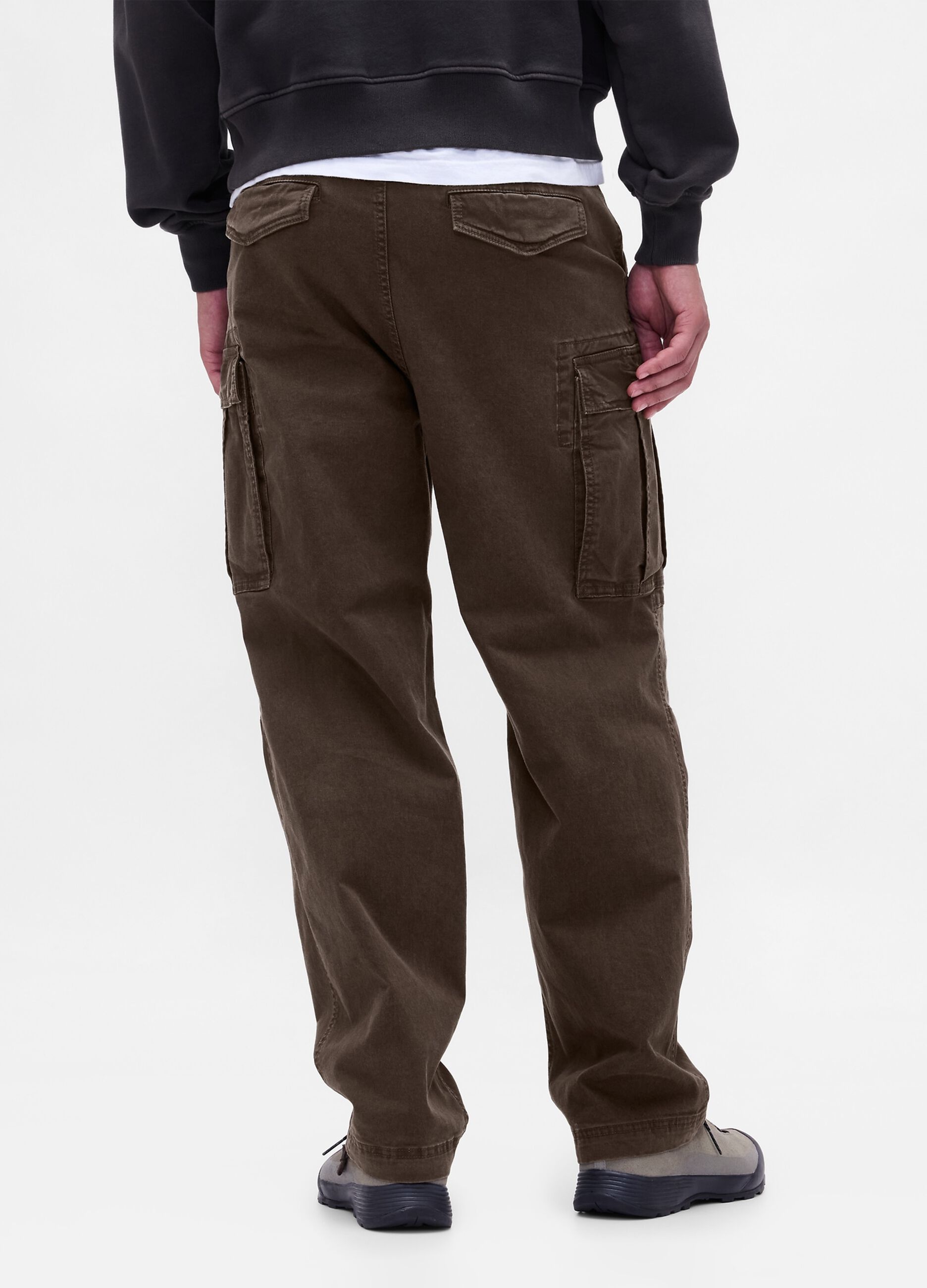 Brown Stretch Cotton Cargo Trousers