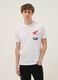 White pure cotton regular fit T-shirt with Honda print_0