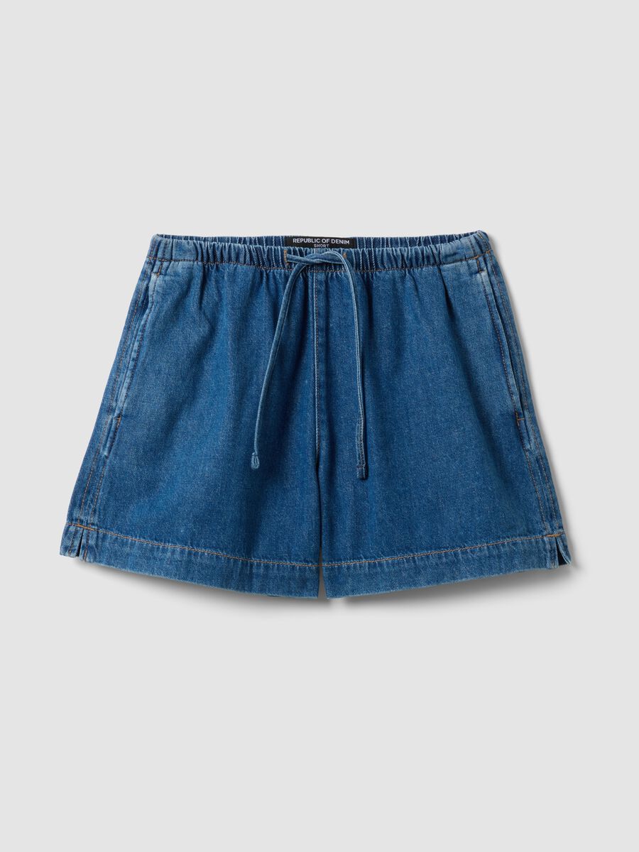 Blue pure cotton denim shorts_0