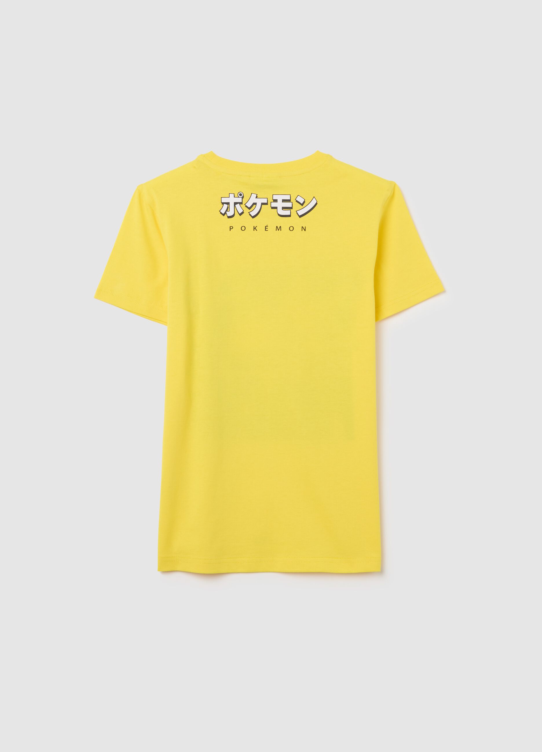 Yellow cotton T-shirt with Pikachu print