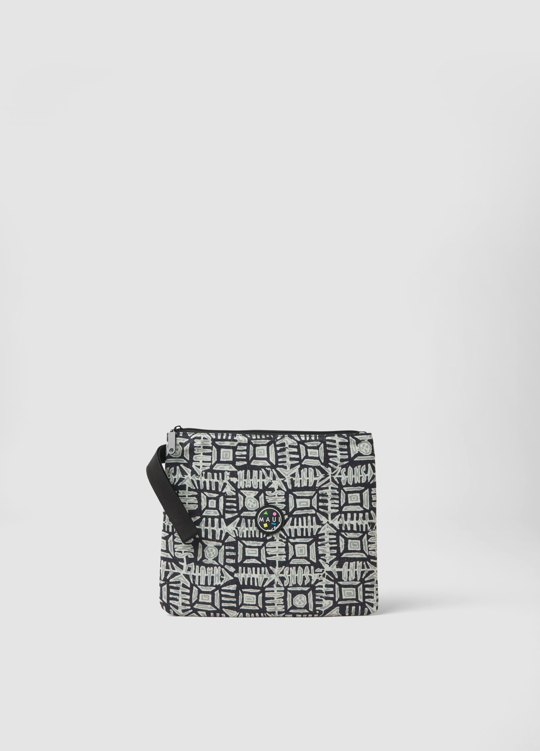 Multicolour geometric print pouch