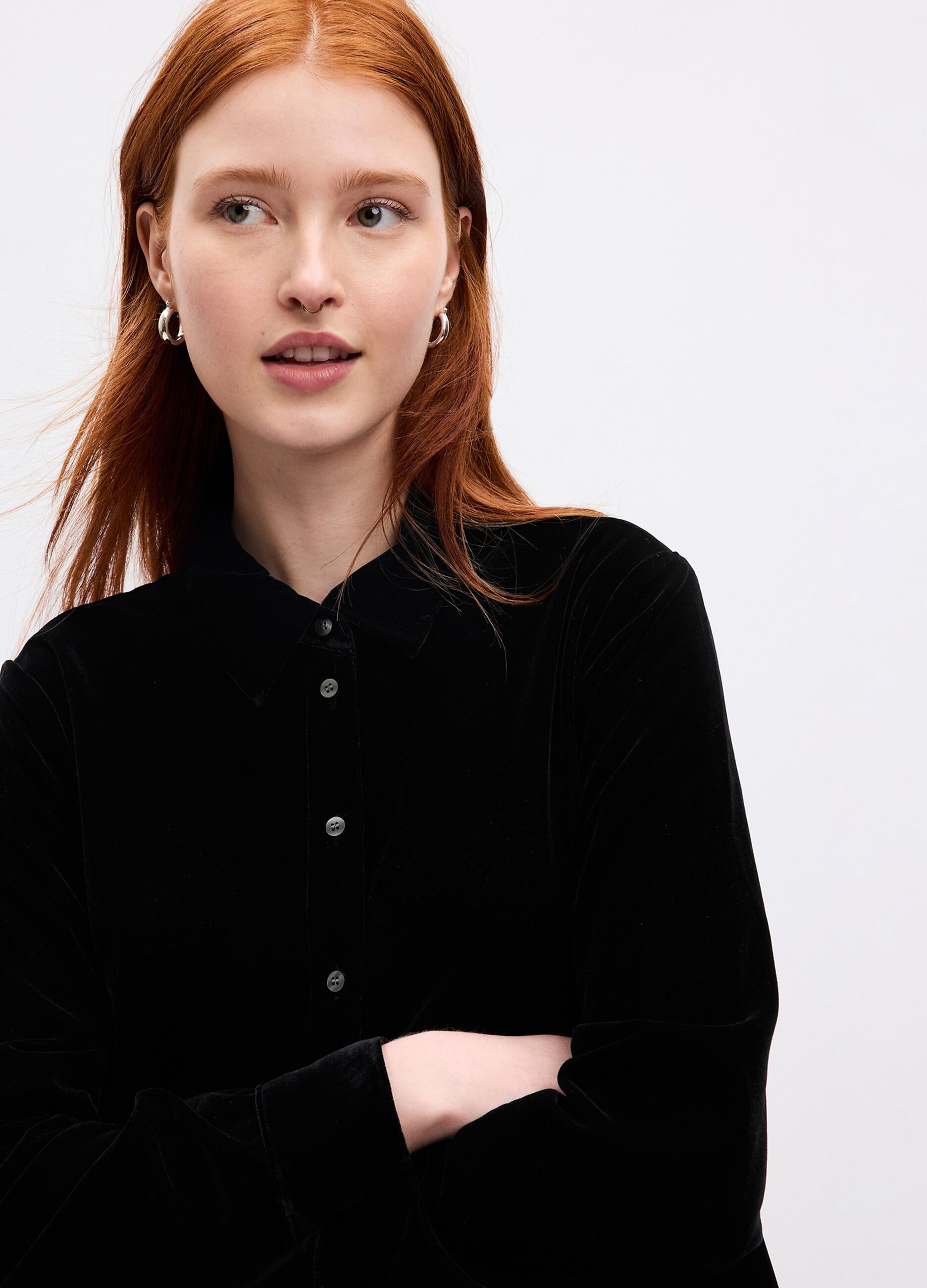 Camicia boyfriend in velluto