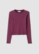T-shirt viola in puro cotone a righe con girocollo_4