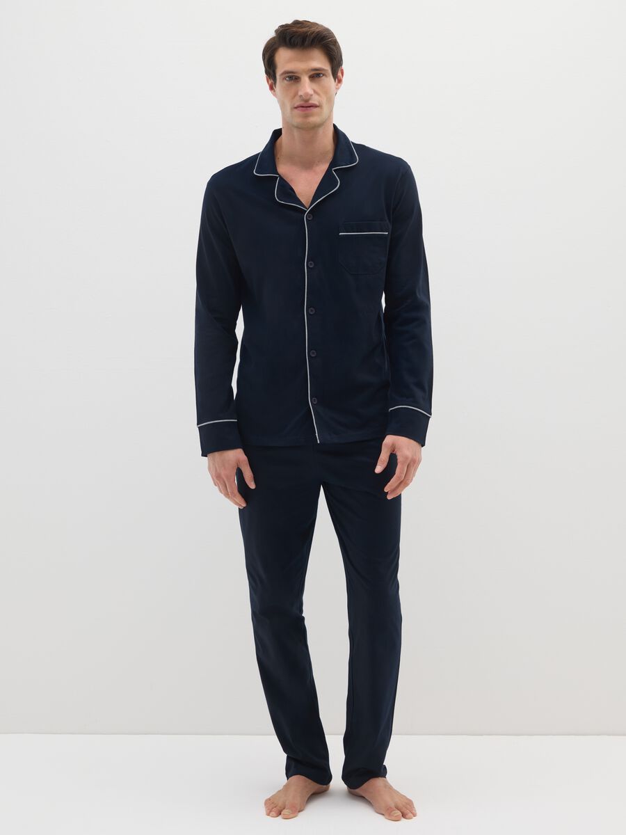 Blue pure cotton regular fit pyjamas_0