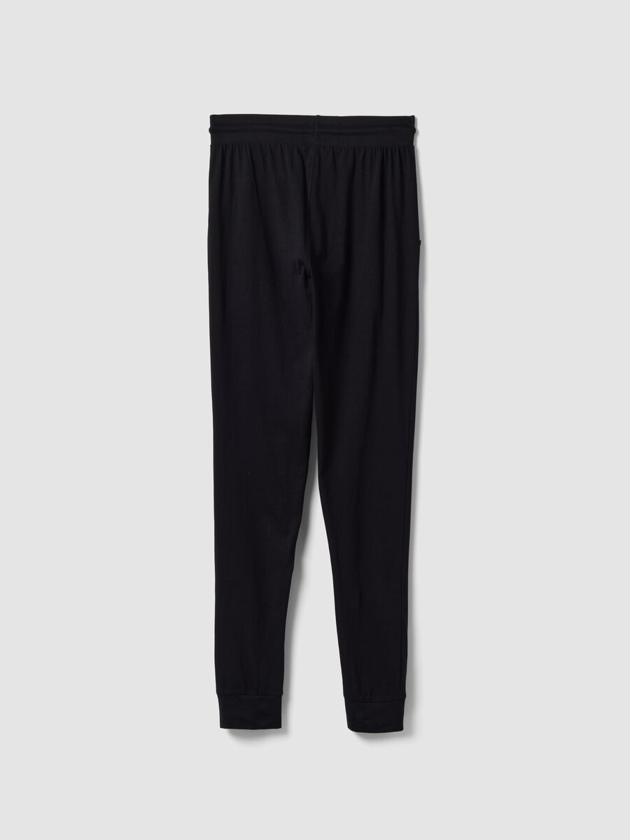 Pantaloni pigiama blu in cotone organico con vita elasticizzata_5