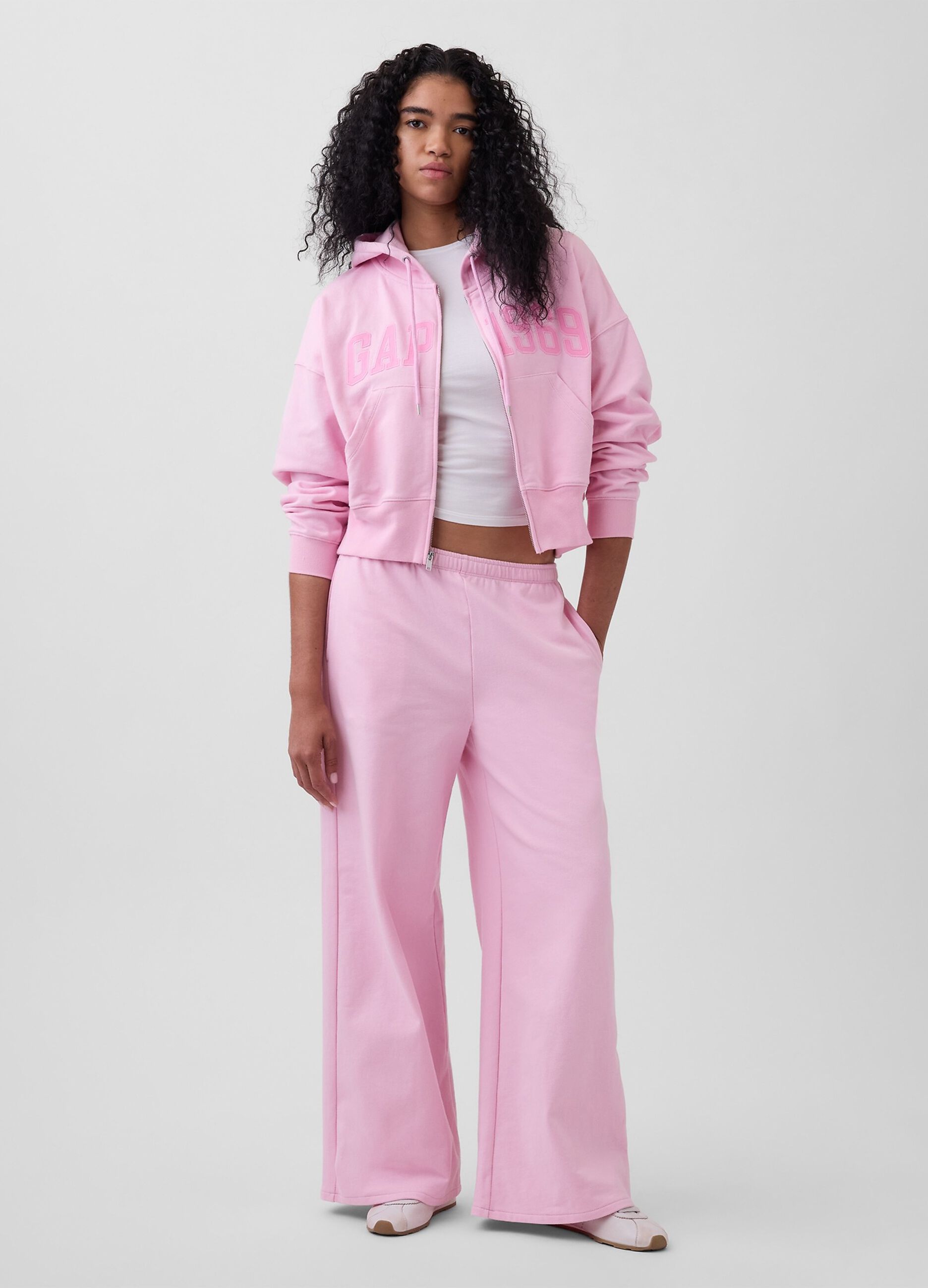 Cotton-blend wide-leg trousers