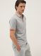 Grey stretch cotton polo with contrast piping_0