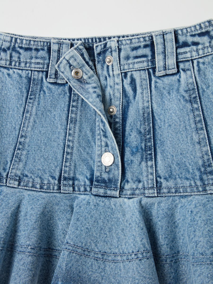 Denim miniskirt with flounce_2