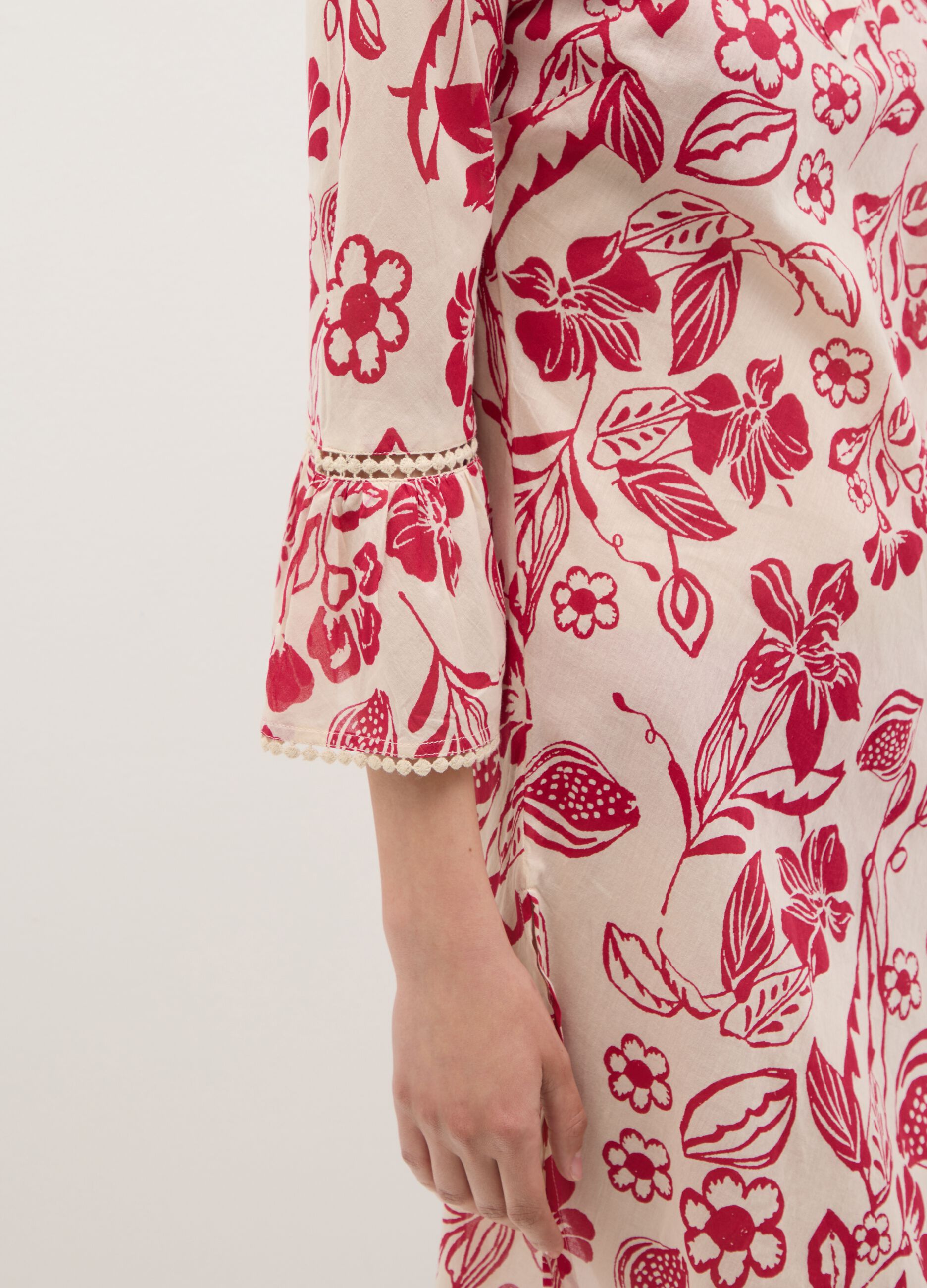 Women’s short dress in 100% multicoloured cotton with floral print