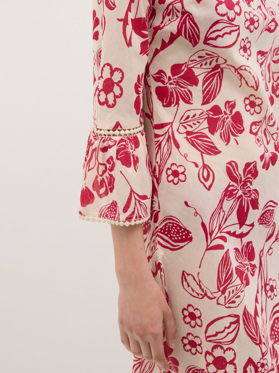 Women’s short dress in 100% multicoloured cotton with floral print_2