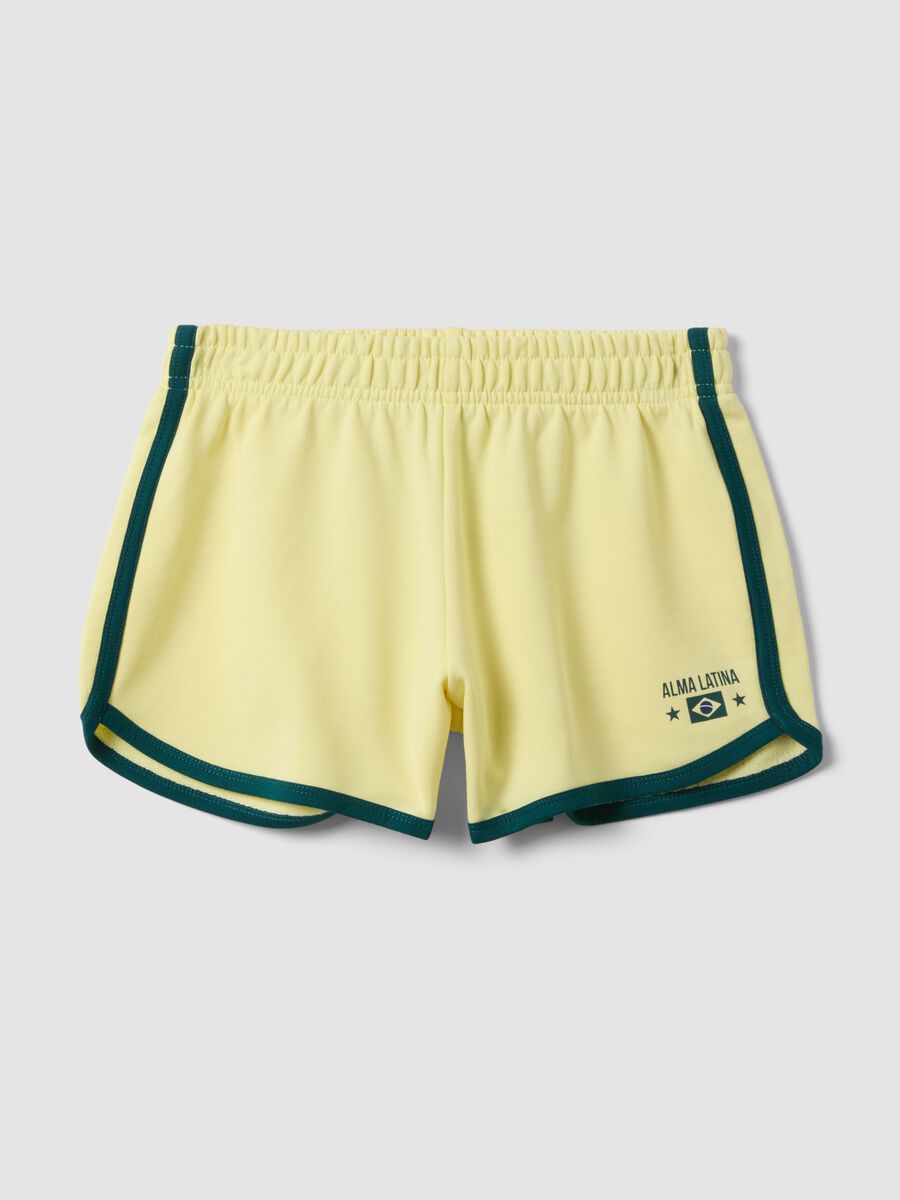 Shorts gialli in puro cotone con vita elasticizzata regular fit_0