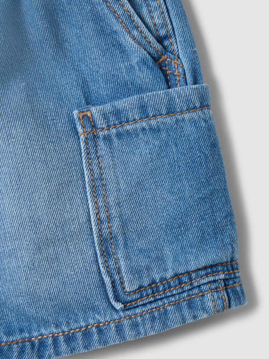 Regular fit baby boys' shorts in pure cotton blue denim_2
