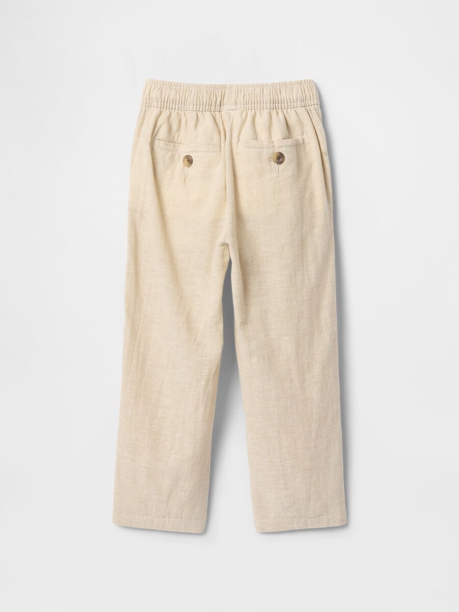 Beige linen and cotton trousers for boys_2