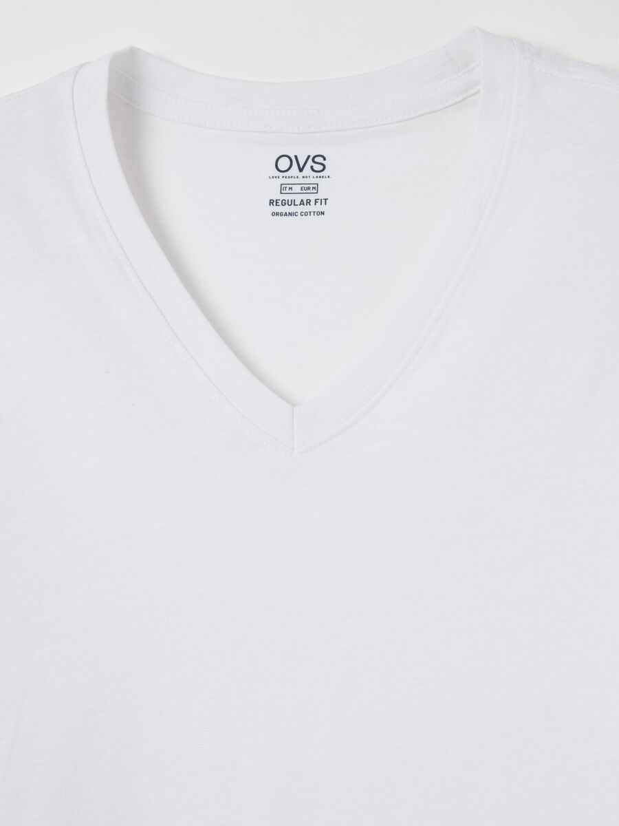 Slub cotton T-shirt with V neck_5