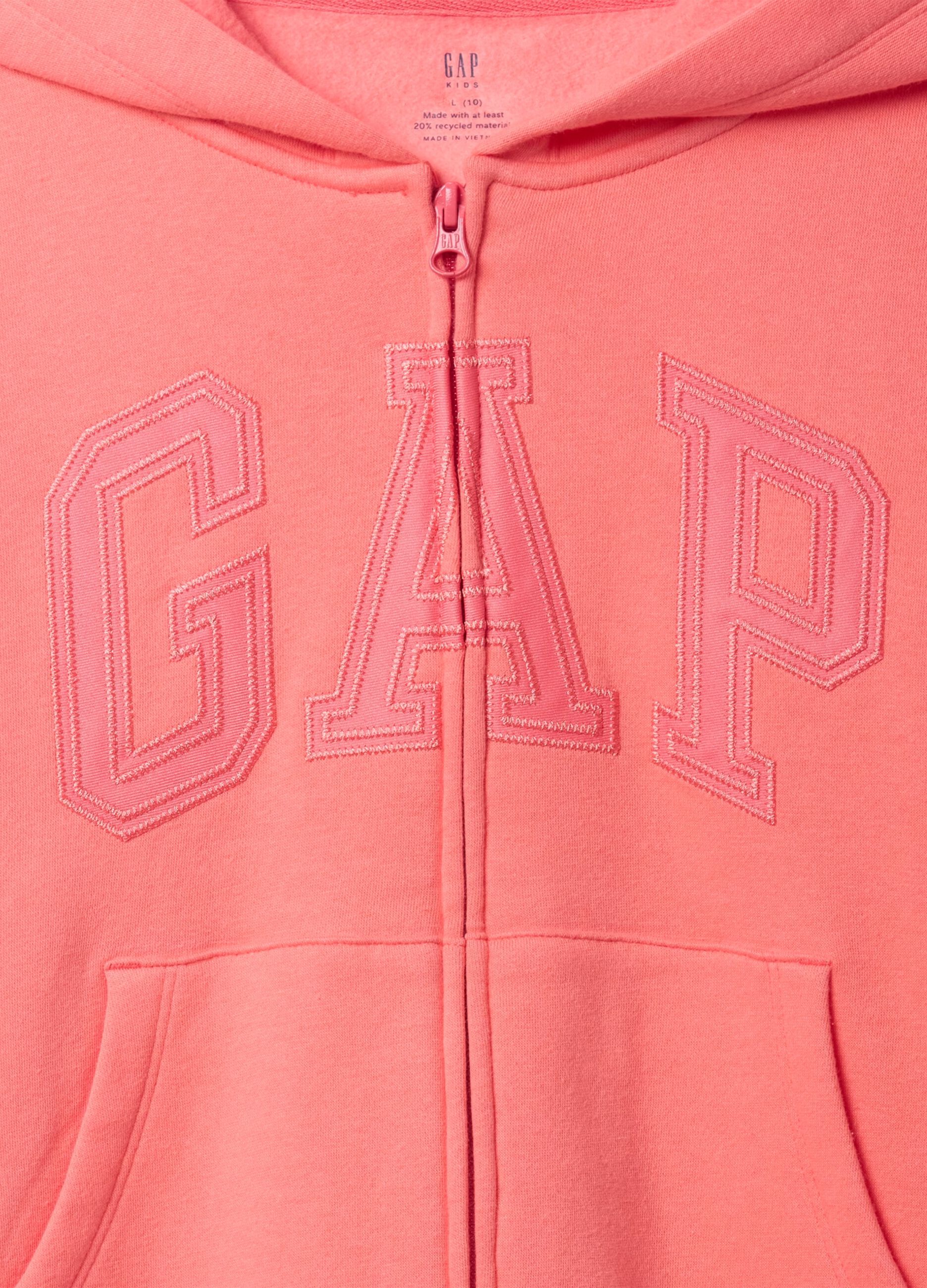 Pink full-zip sweatshirt with logo