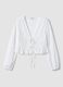 White pure cotton blouse regular fit with ties_4