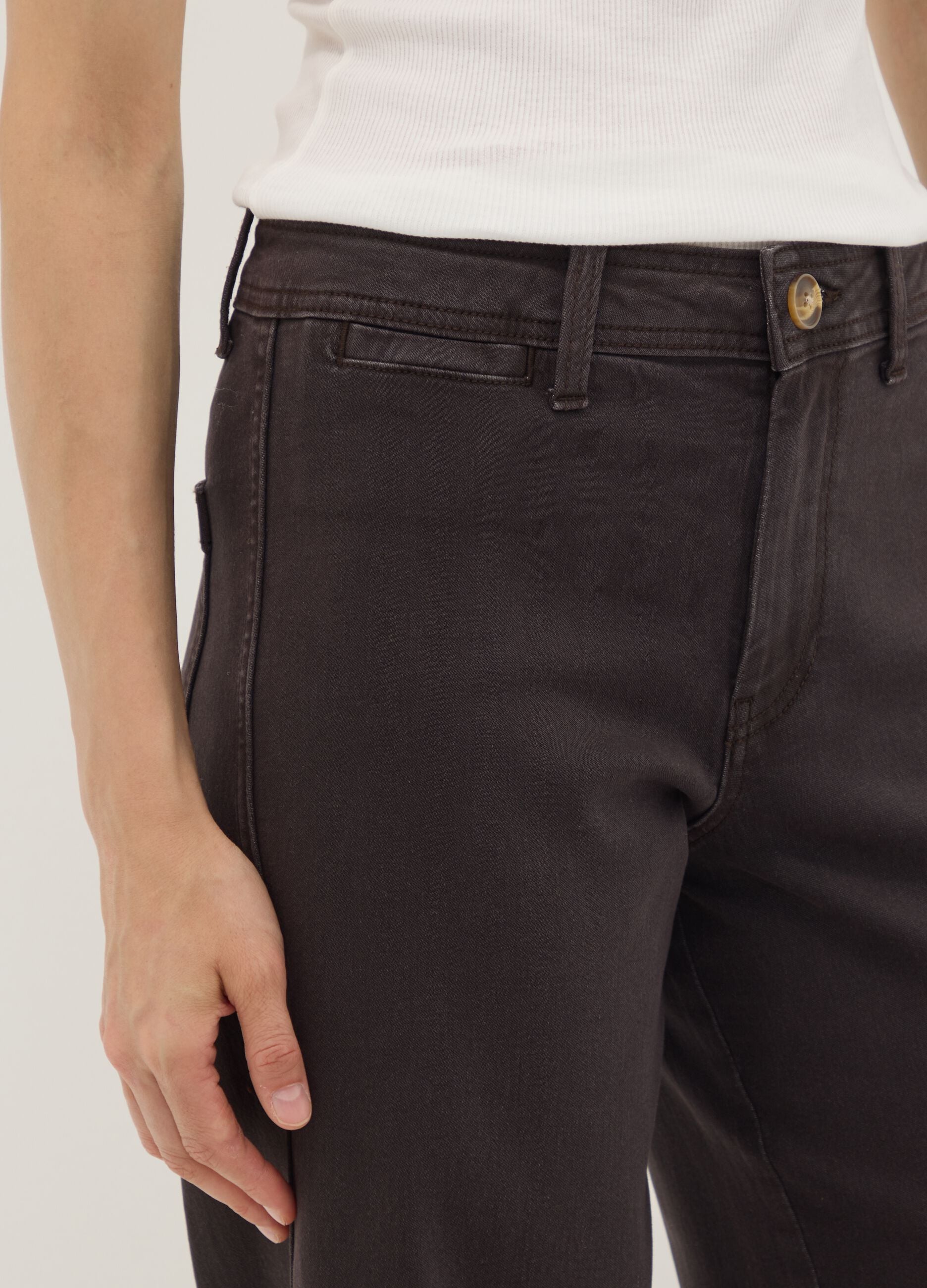 Brown wide-leg jeans in stretch cotton