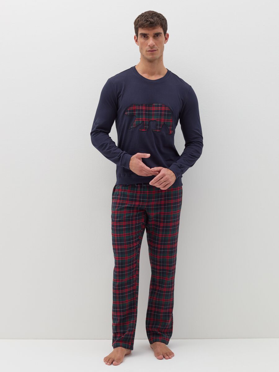 Pyjamas with tartan pattern and animal patch_0