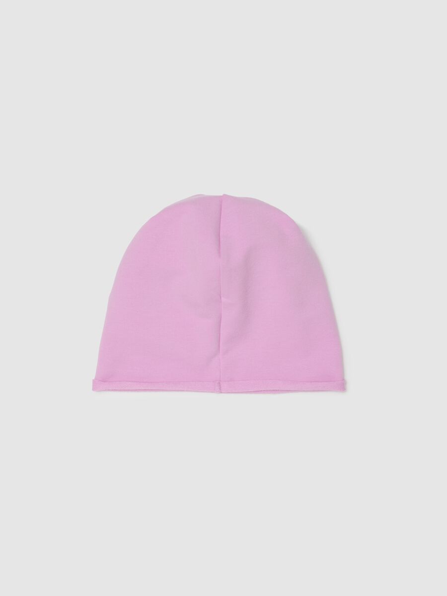 Pink cotton girl's hat with bow_1