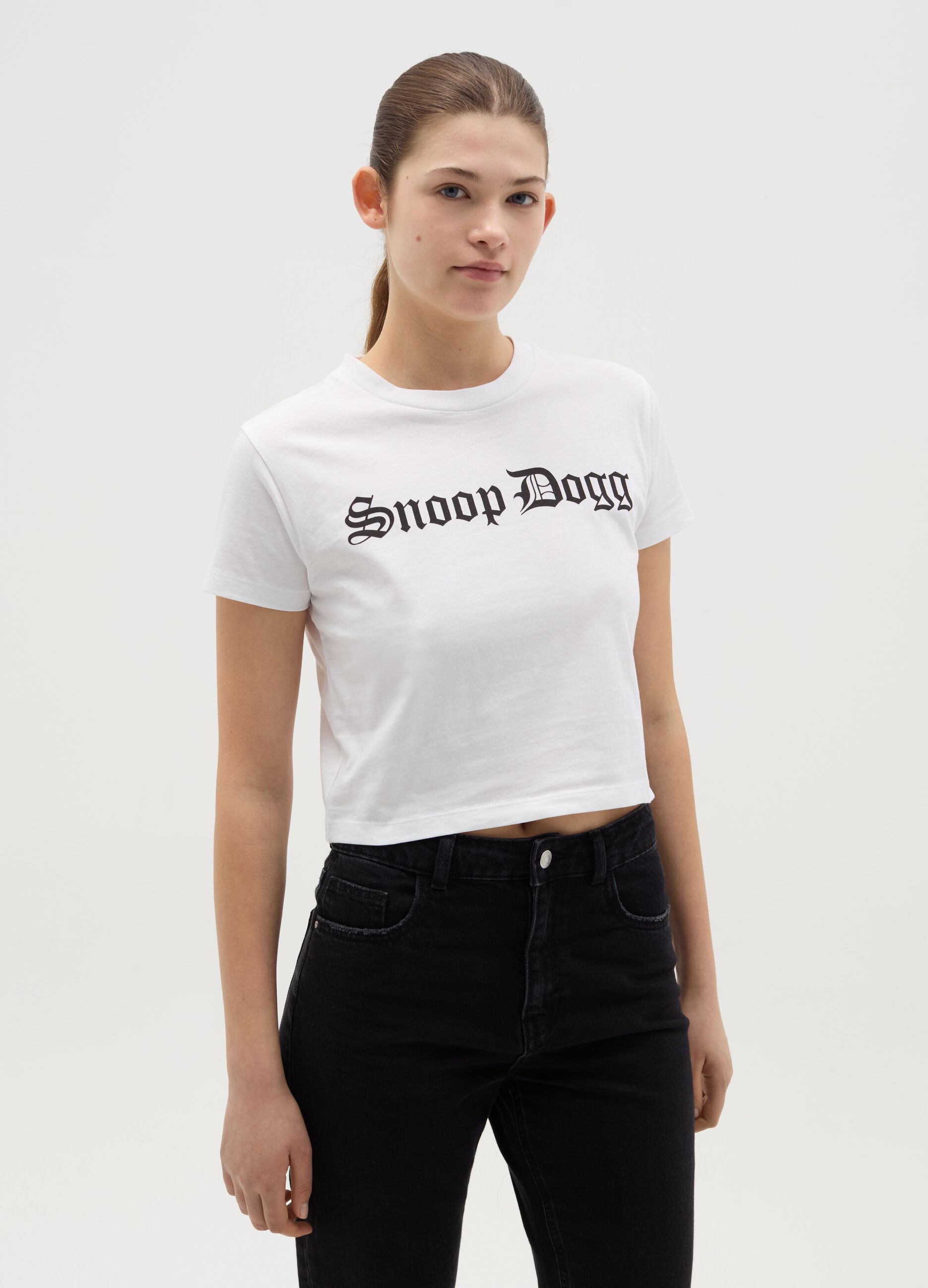 Crop T-shirt with Snoop Dogg print