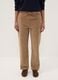 Beige ribbed stretch cotton trousers with elasticated waistband_1