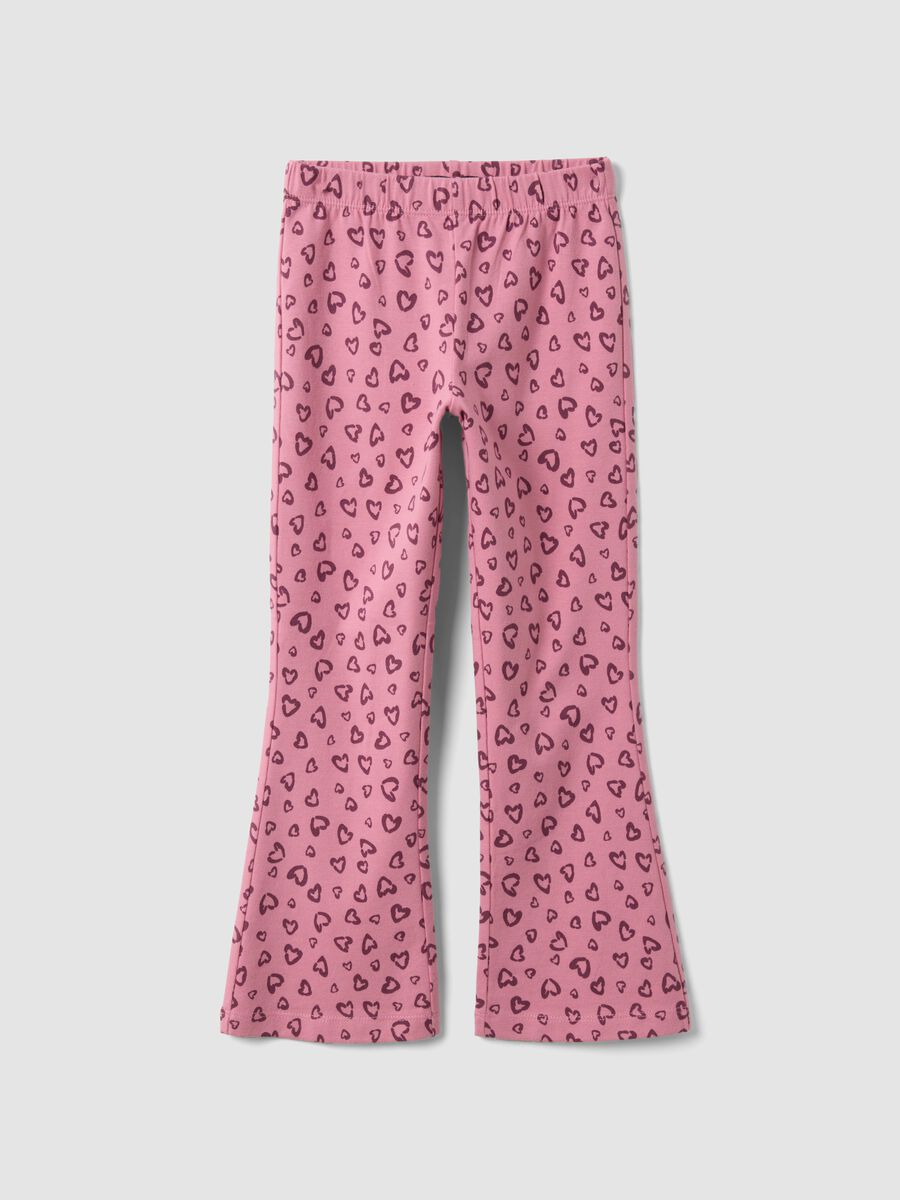 Girls&rsquo; pink organic cotton skinny leggings with heart print_0